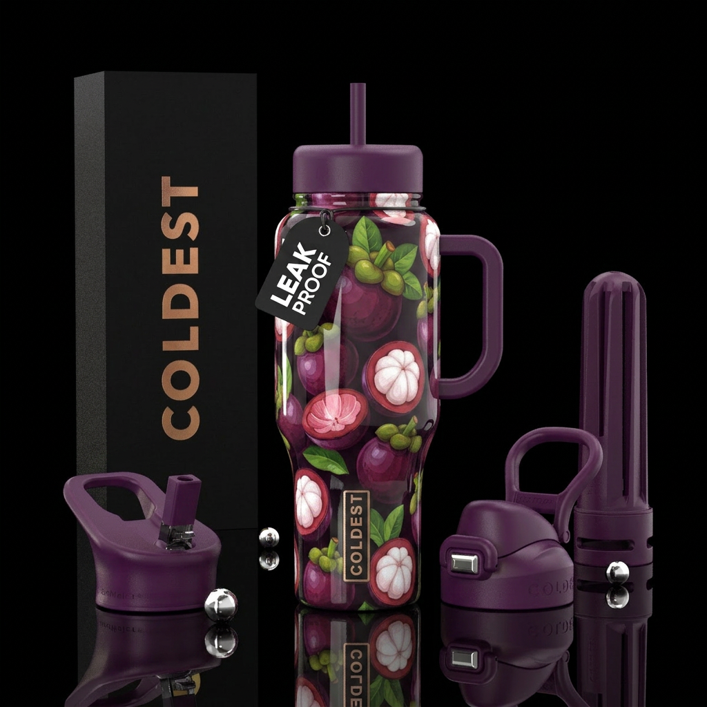Mangosteens,glossy water bottle design