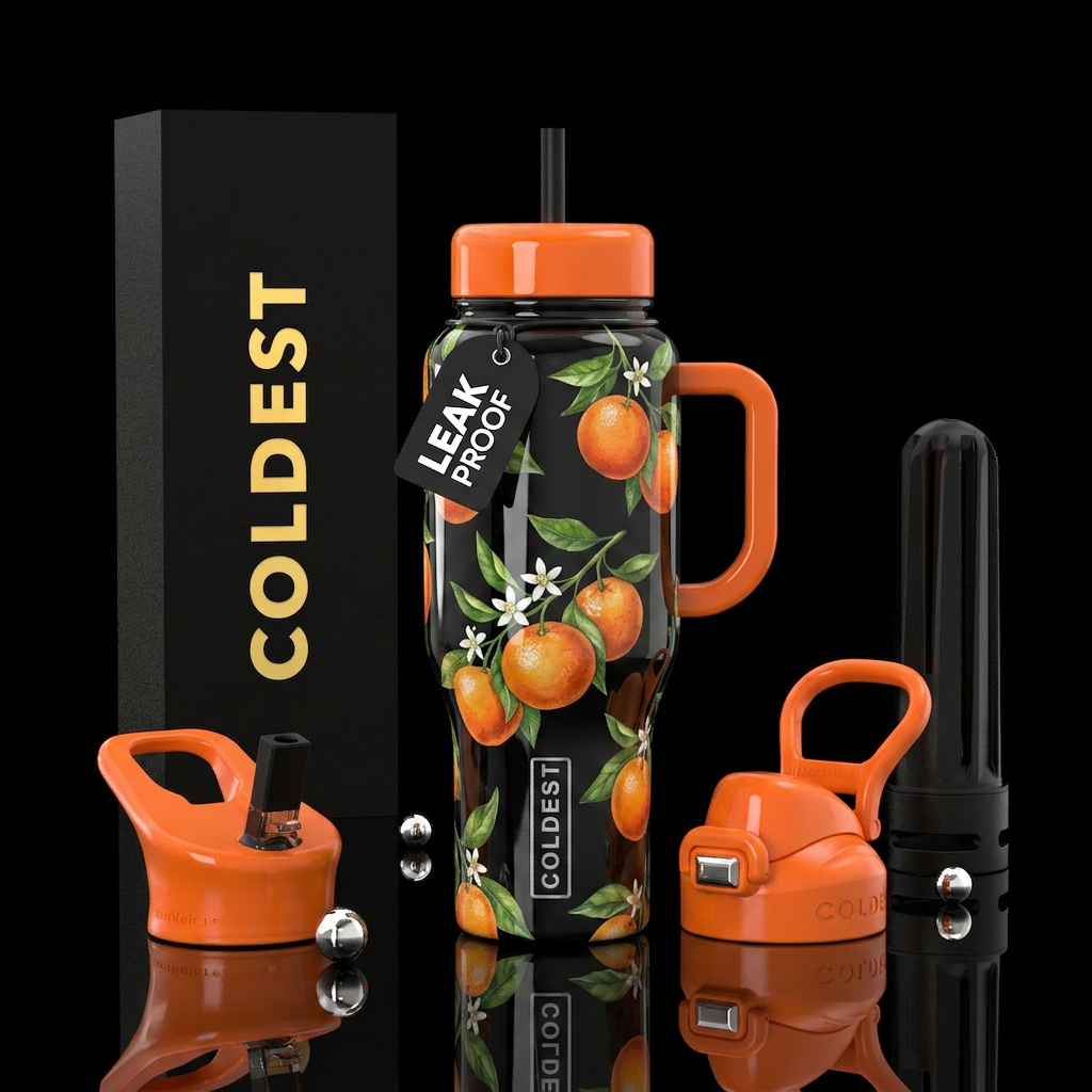 Clemantines,glossy water bottle design