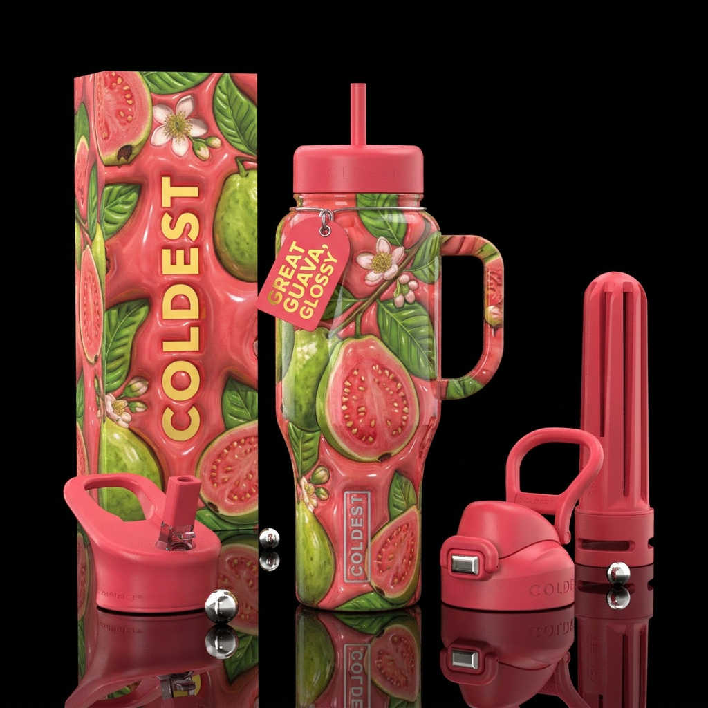 Great guava,growing, glossy water bottle design