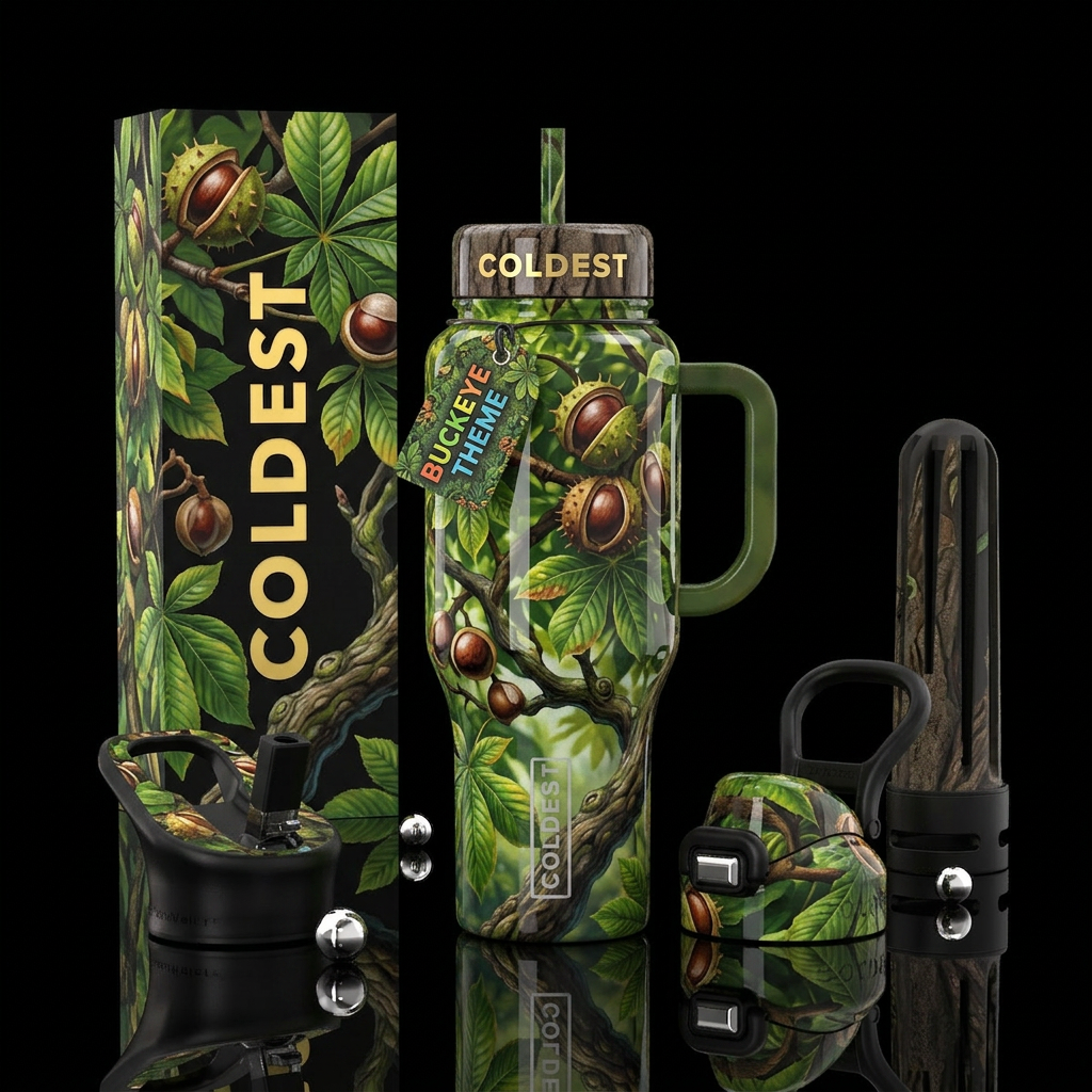 Buckeye tree,glossy water bottle design