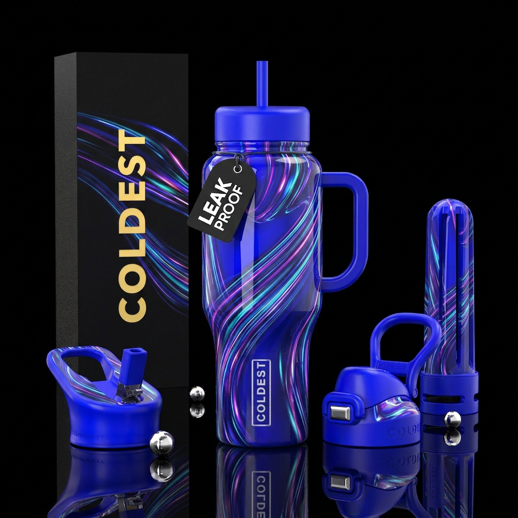Streak, glossy, glowie water bottle design