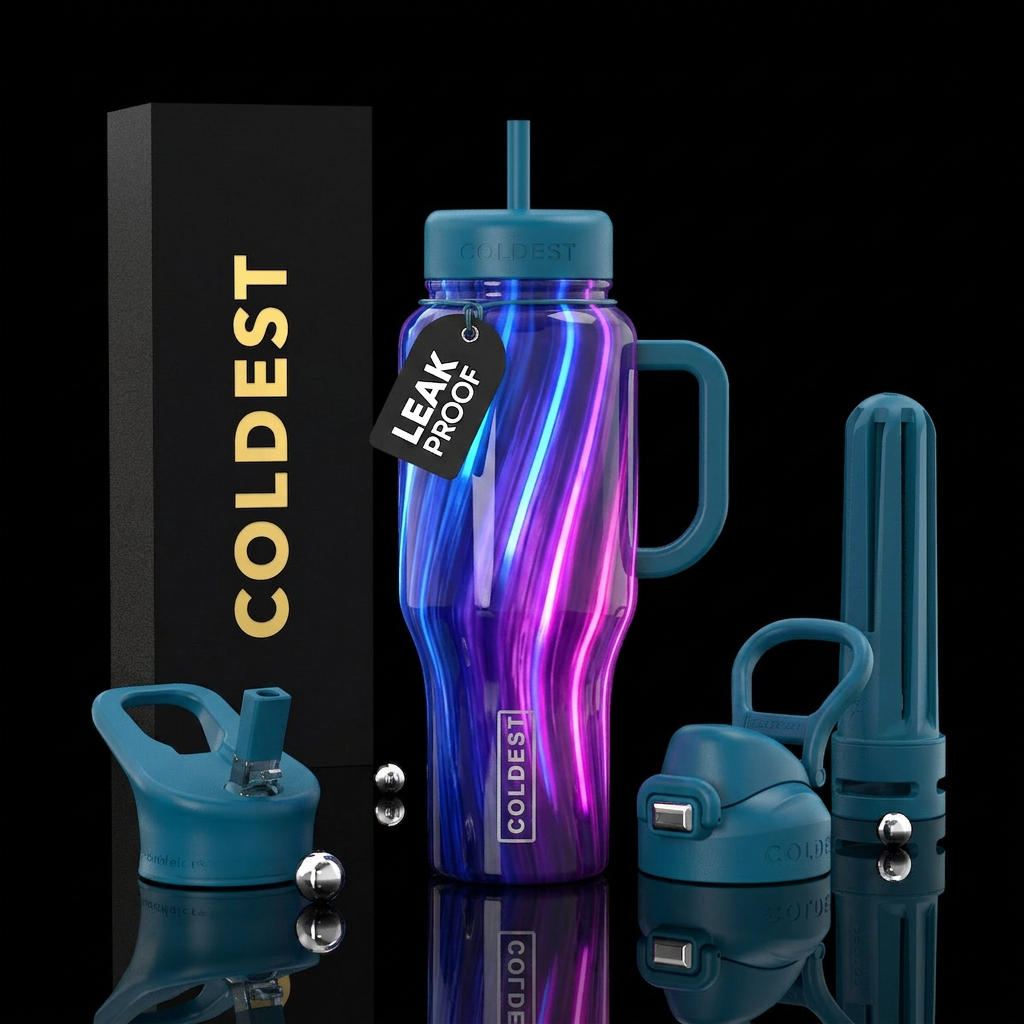 Streak, glossy, glowie water bottle design