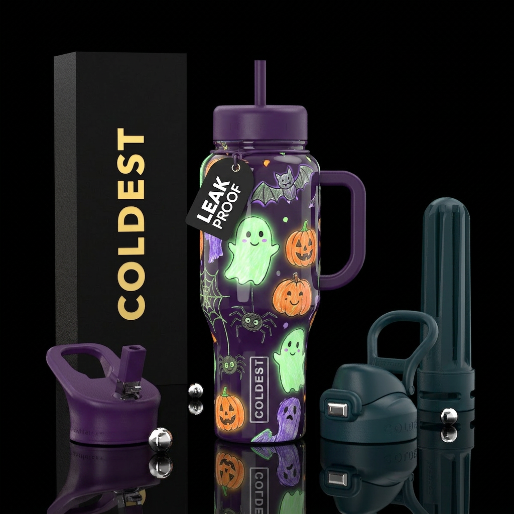 Child's drawing, Halloween themed,cute, whimsical,... water bottle design