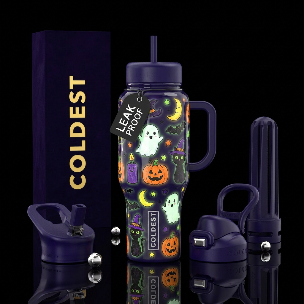 Child's drawing, Halloween themed,cute, whimsical,... water bottle design
