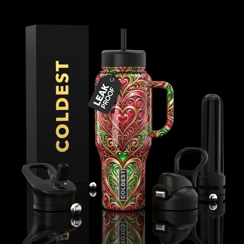 Heart and soul, glossy water bottle design