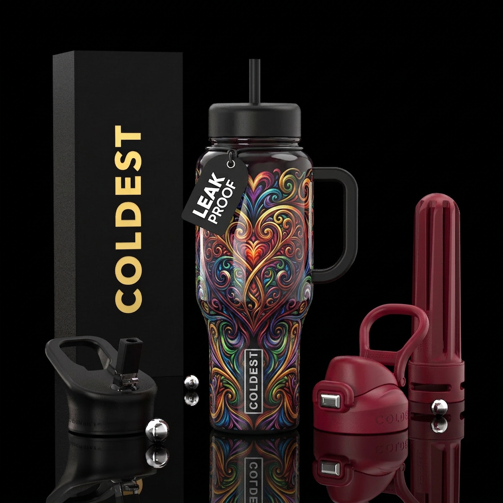 Heart and soul, glossy water bottle design