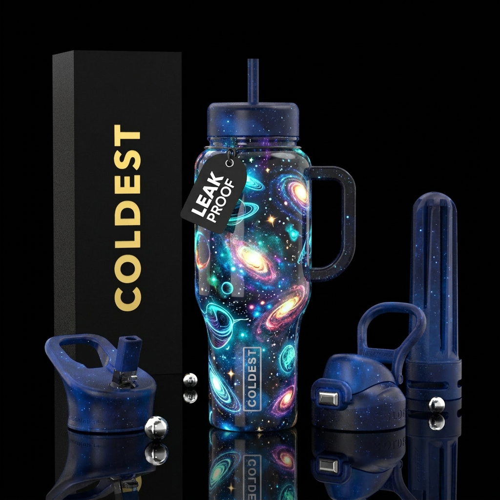drawings space, glossy, glowie water bottle design