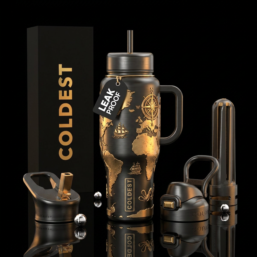 brushed dark charcoal-black metal. Fully wrapping ... water bottle design