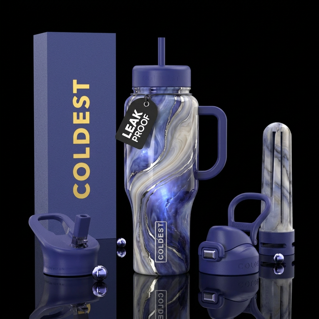inspired by Gilded Age Estate opulence, tanzanite,... water bottle design