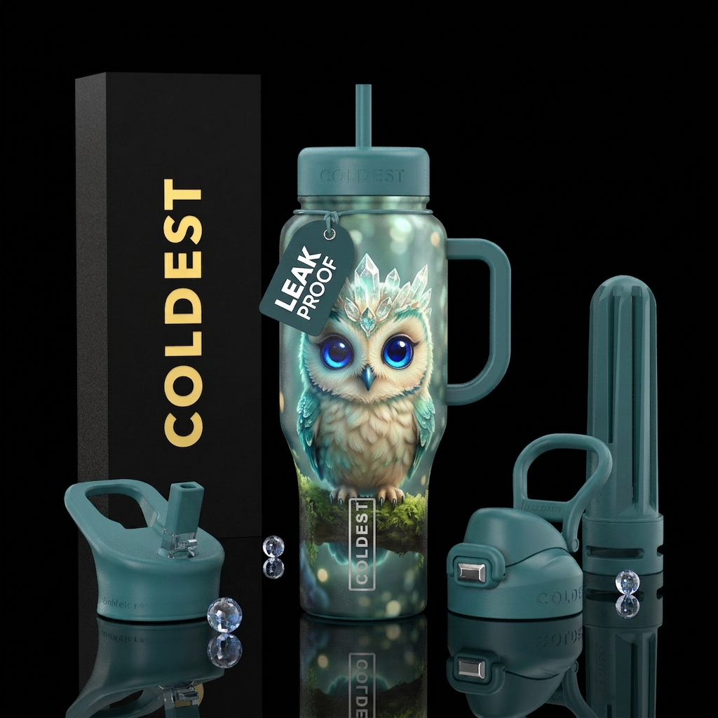3D render. Centered is a mystical, ultra-cute fant... water bottle design