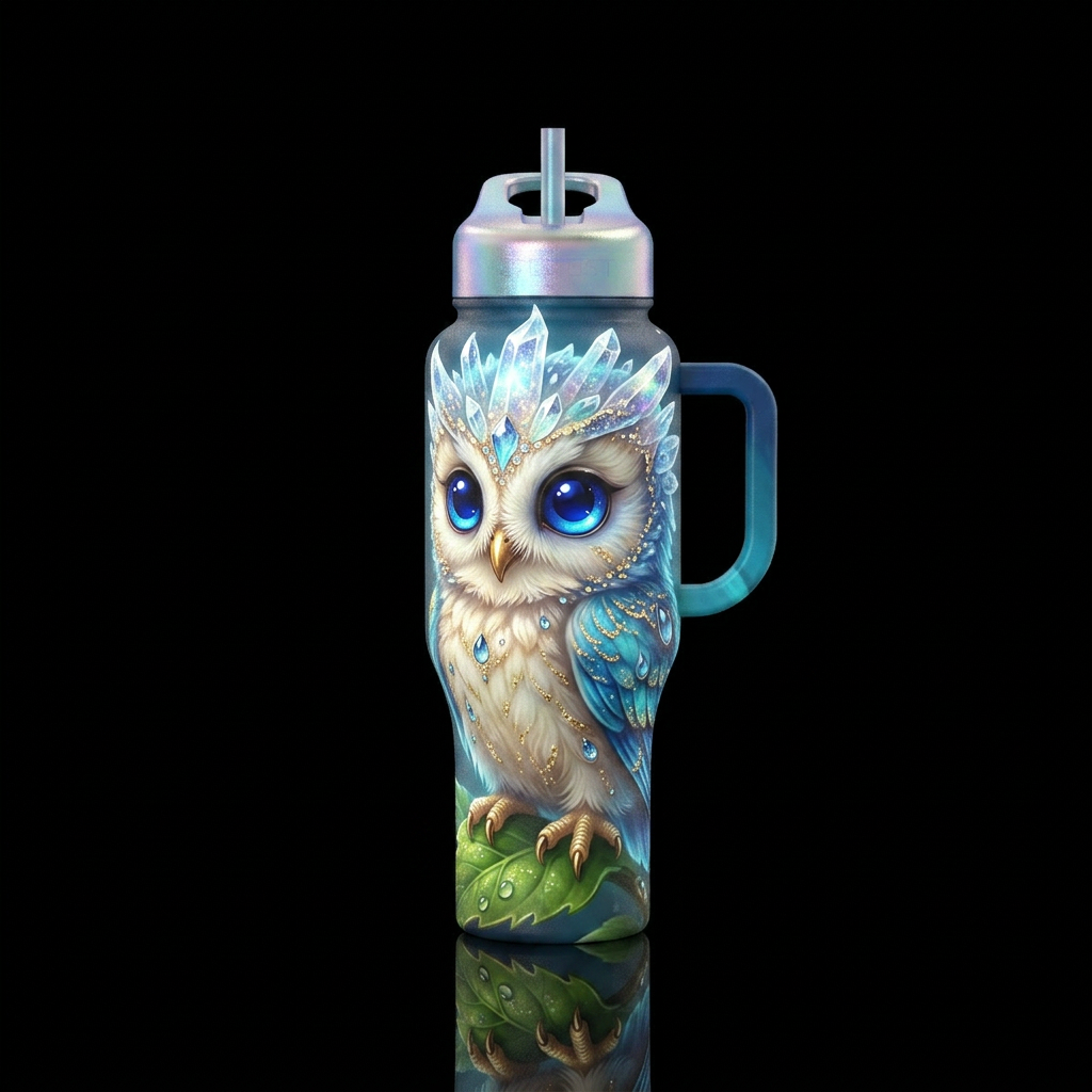 detailed, photorealistic macro shot of a cute fant... water bottle design