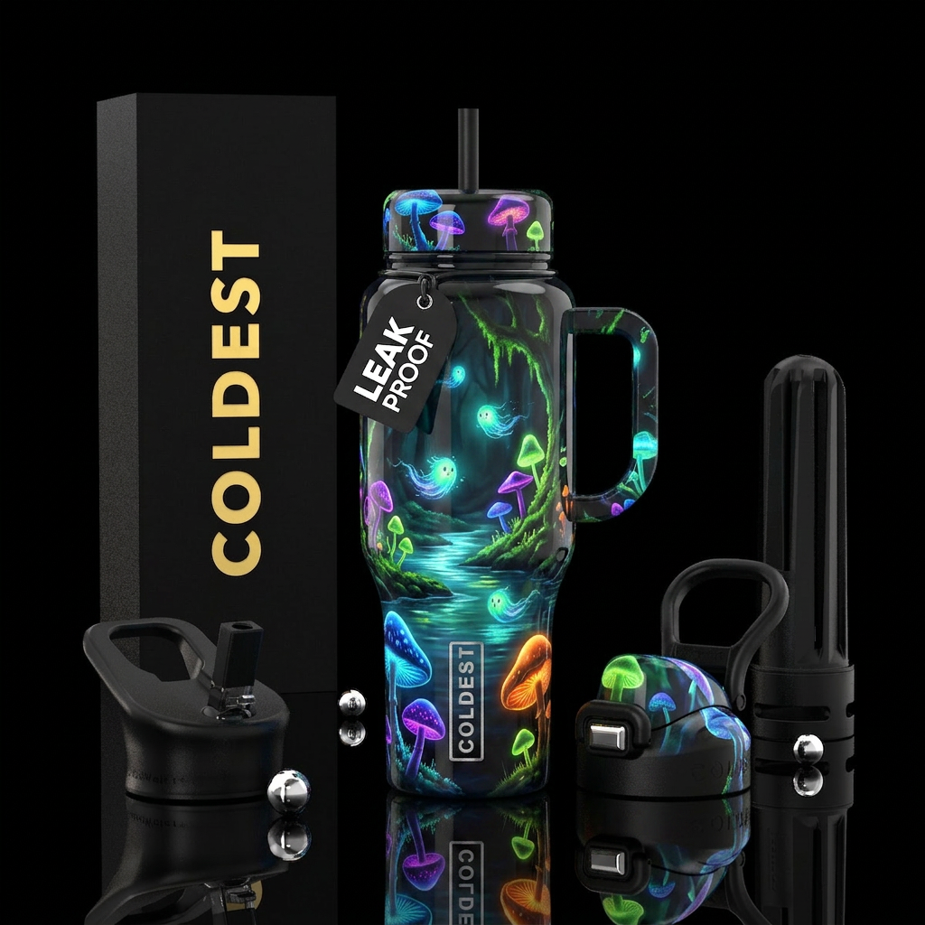 Detailed willow the wisps in an enchanted forest f... water bottle design