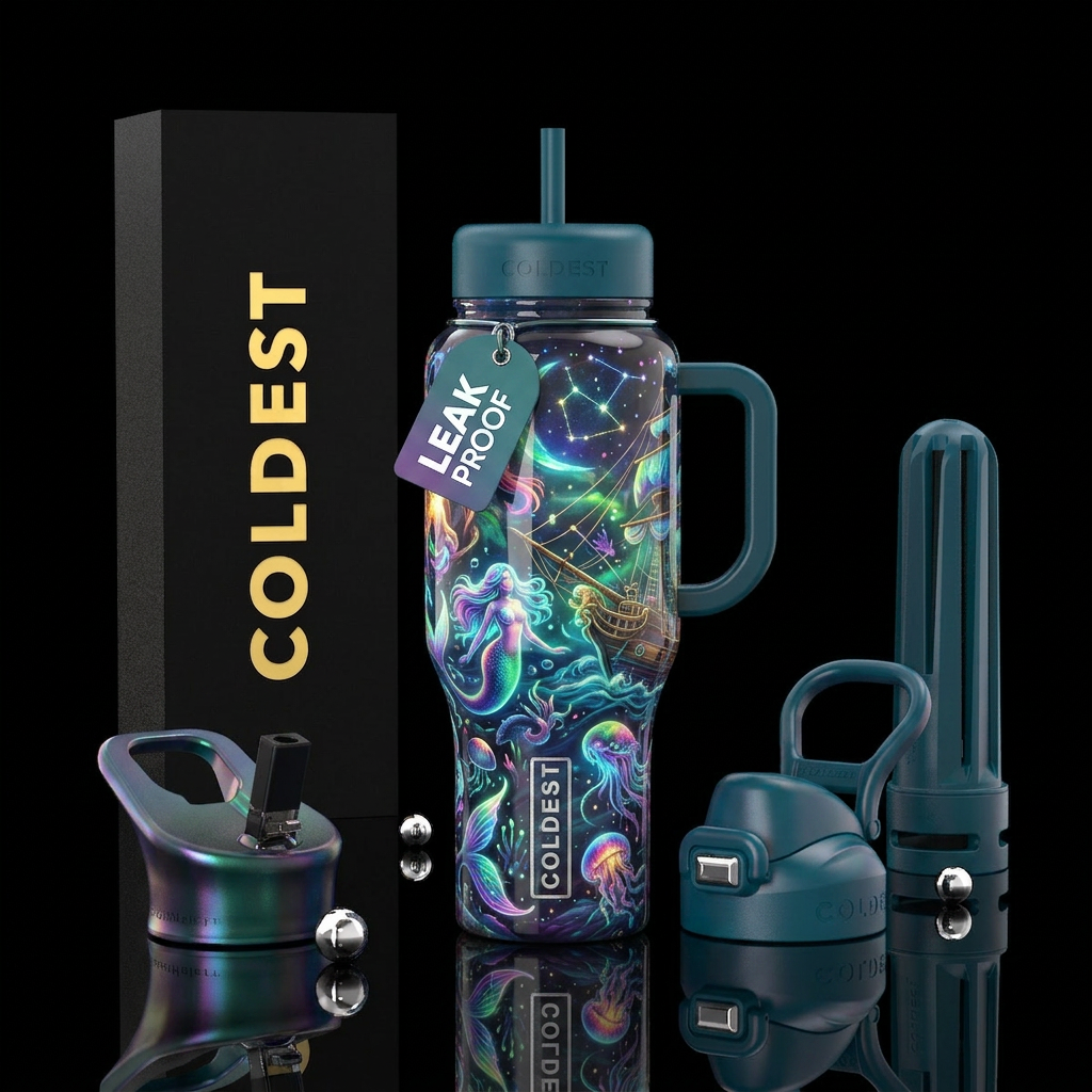 Sailors fantasy, glowie, glossy, trompe-l'œil, fan... water bottle design