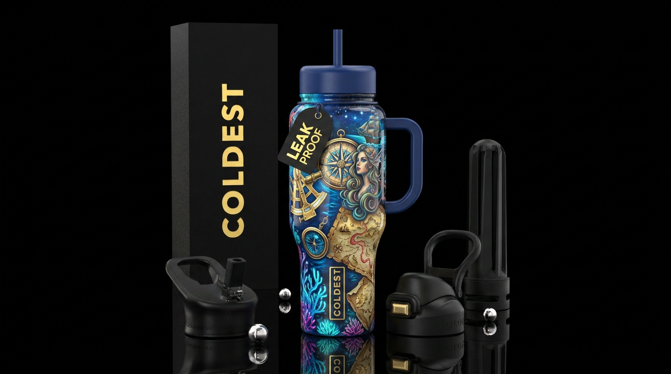 Sailors fantasy, glowie, glossy, trompe-l'œil, fan... water bottle design