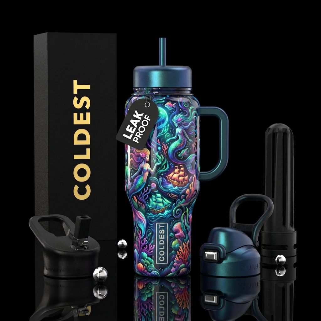 Sailors fantasy, glowie, glossy, trompe-l'œil, fan... water bottle design