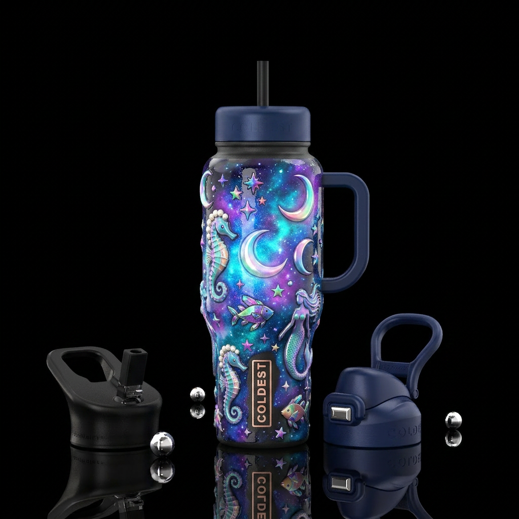 Sailors fantasy, glowie, glossy, trompe-l'œil, fan... water bottle design