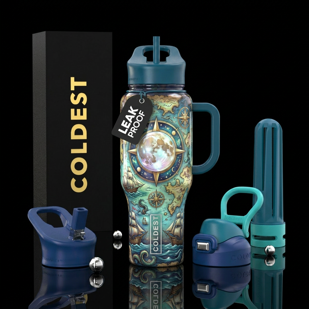 Sailors fantasy, glowie, glossy, trompe-l'œil, fan... water bottle design