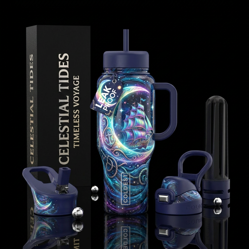Sailors fantasy, glowie, glossy, trompe-l'œil, fan... water bottle design
