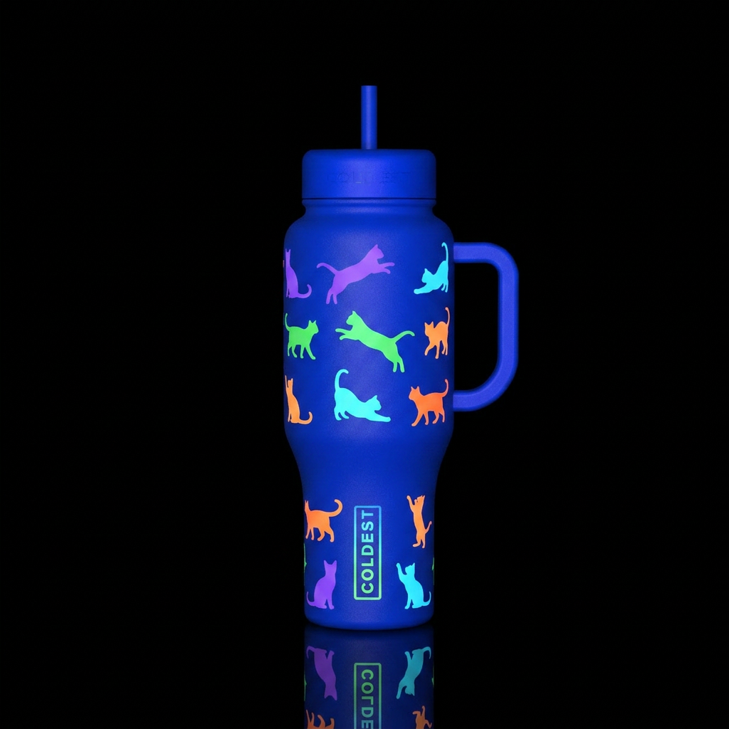 Glowie cat silhouettes playing in different poses ... water bottle design