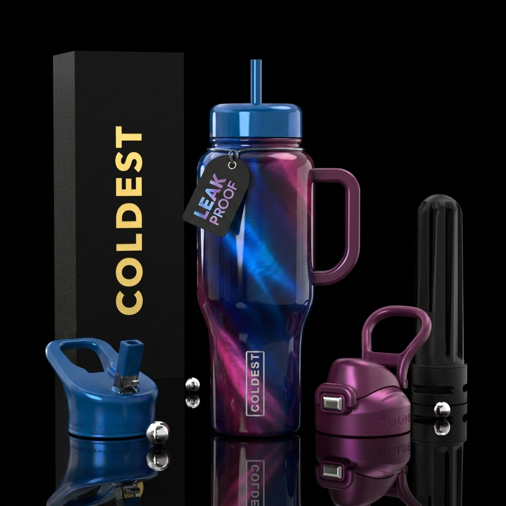 Catseye effect, glossy water bottle design