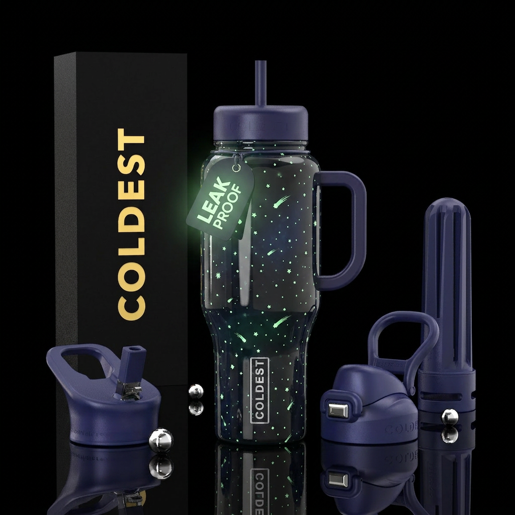 Tiny stars tiny comets,, glossy, trompe-l'œil ,glo... water bottle design