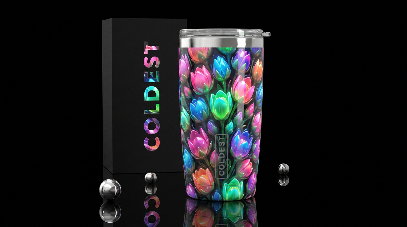 Glowie flower buds, glossy,trompe-l'œil water bottle design