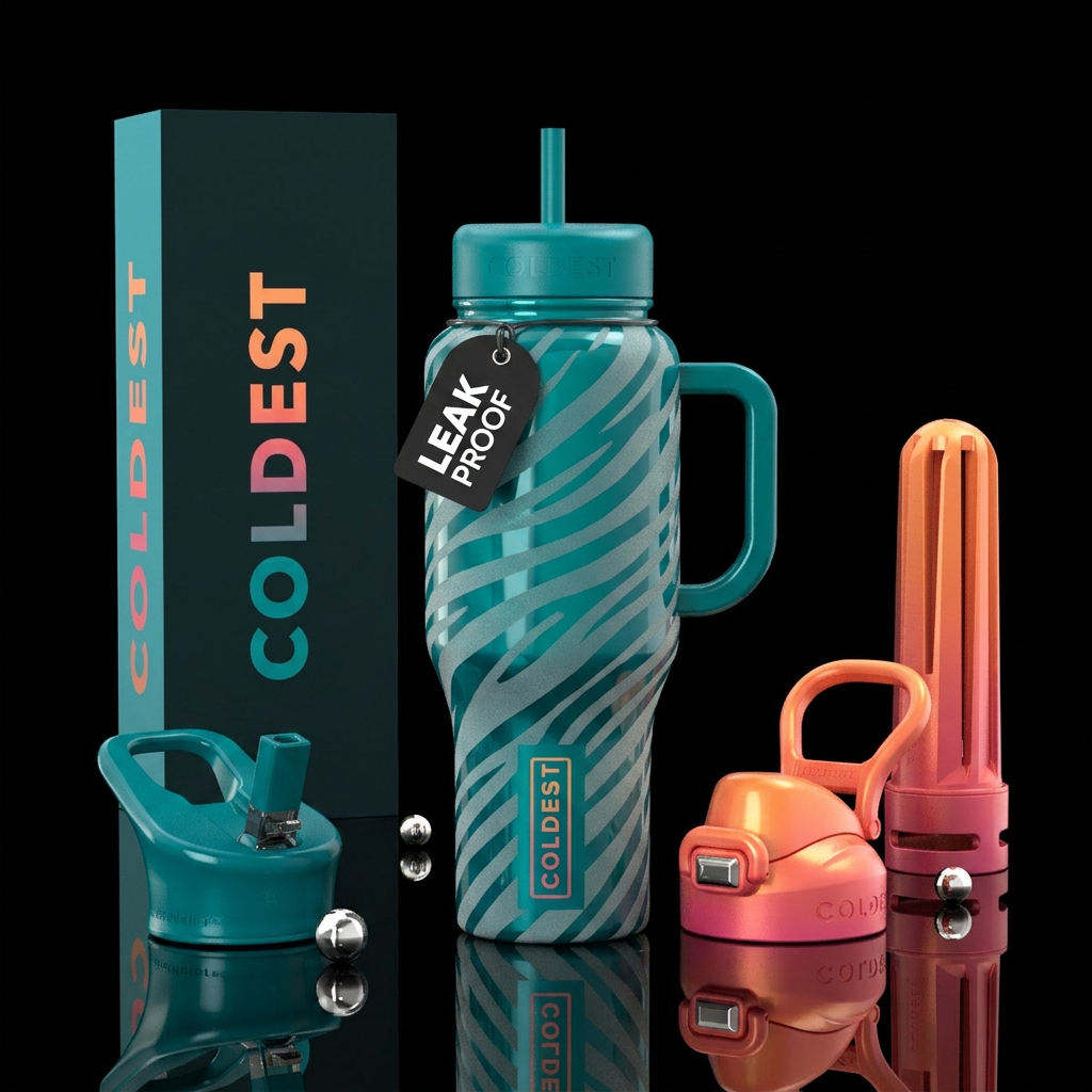 Frosted stripes, glossy water bottle design