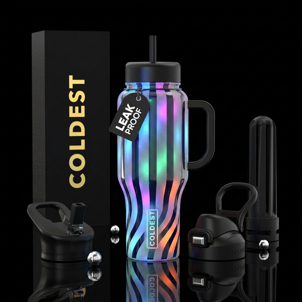 Frosted stripes, glossy, glowie water bottle design
