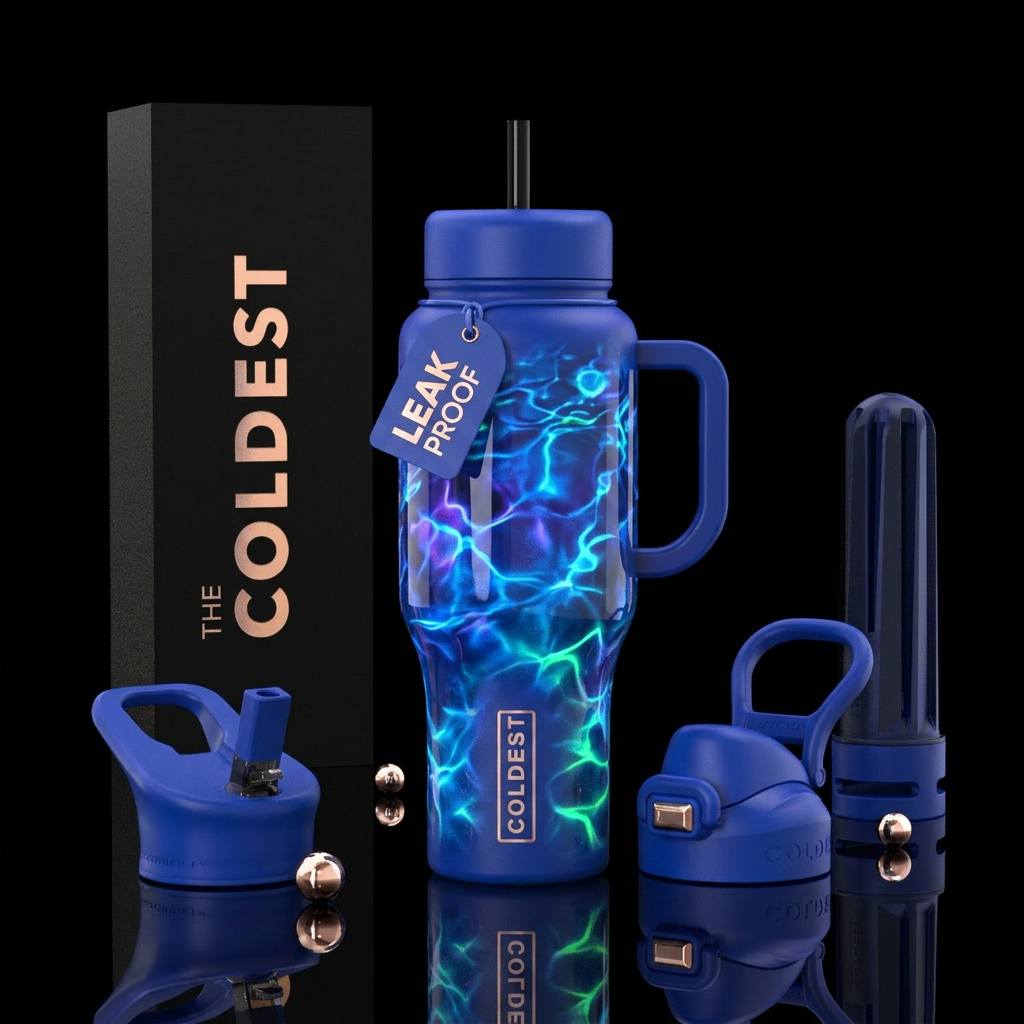 Unusual,glossy,glowie, trompe-l'œil water bottle design