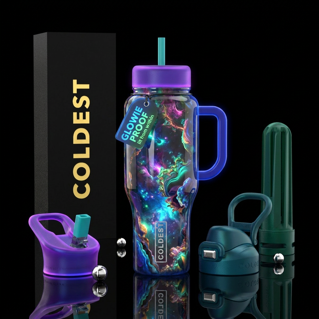 Unusual,glossy,glowie, trompe-l'œil water bottle design