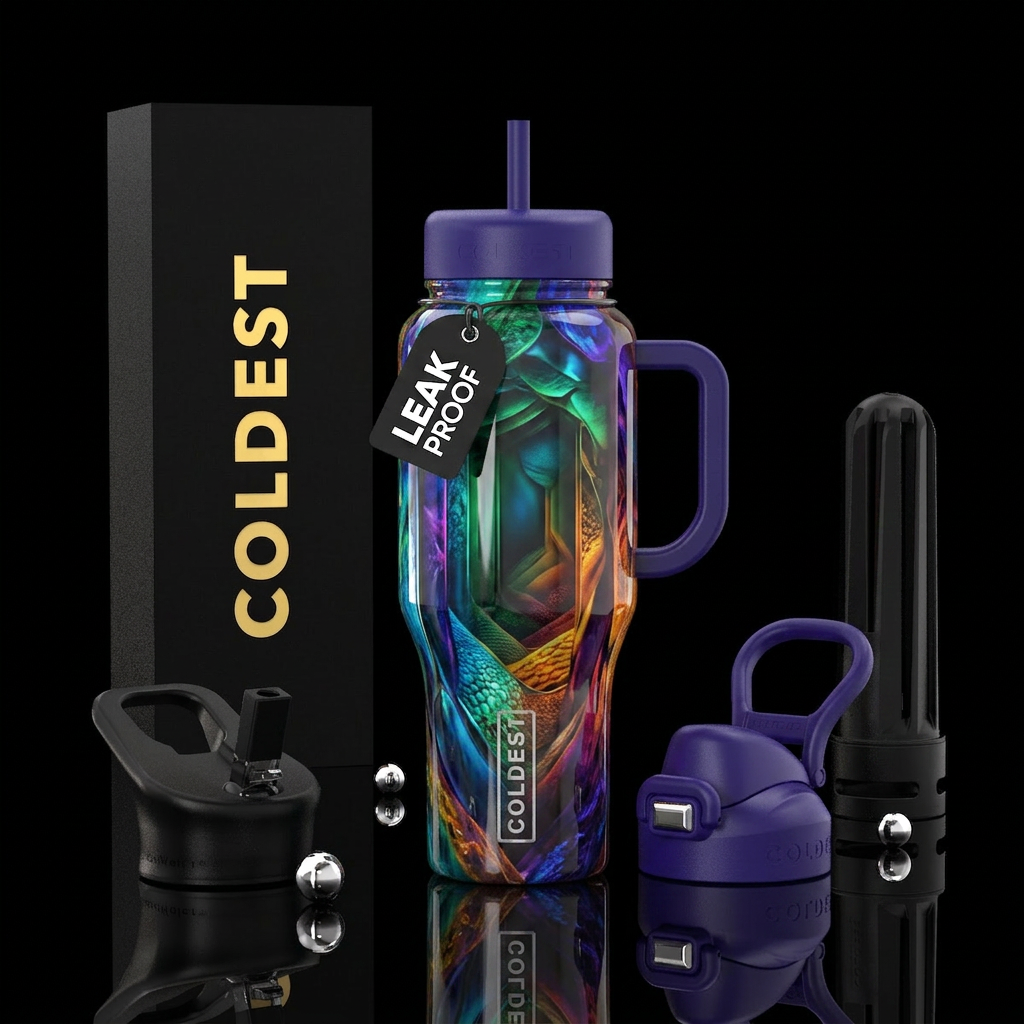 Unusual,glossy, mysteriously,trompe-l'œil water bottle design