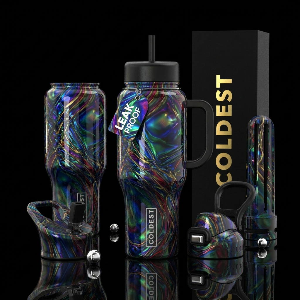 Unusual,glossy, mysteriously,trompe-l'œil, savvy, ... water bottle design