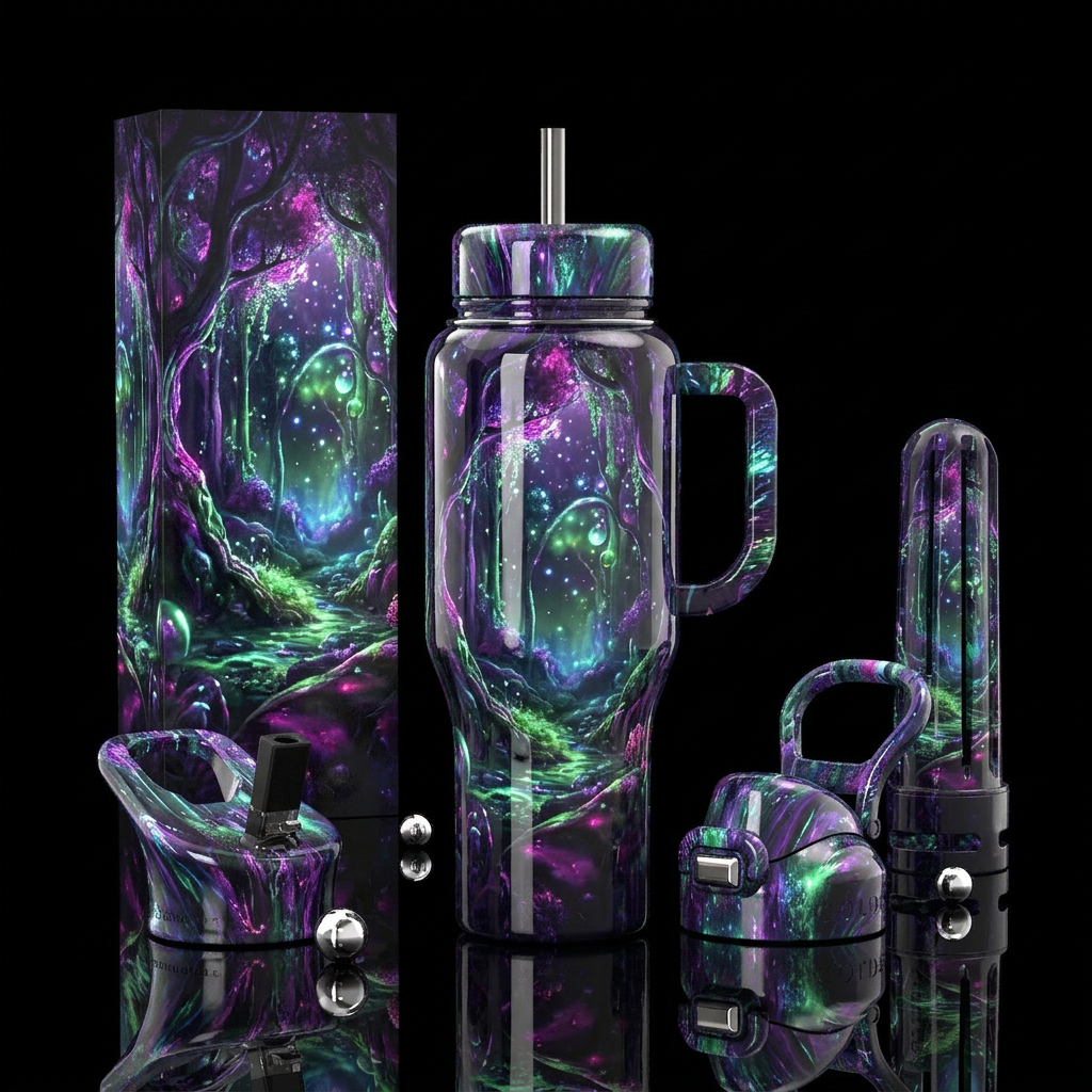 Unusual,glossy, mysteriously,trompe-l'œil, savvy, ... water bottle design