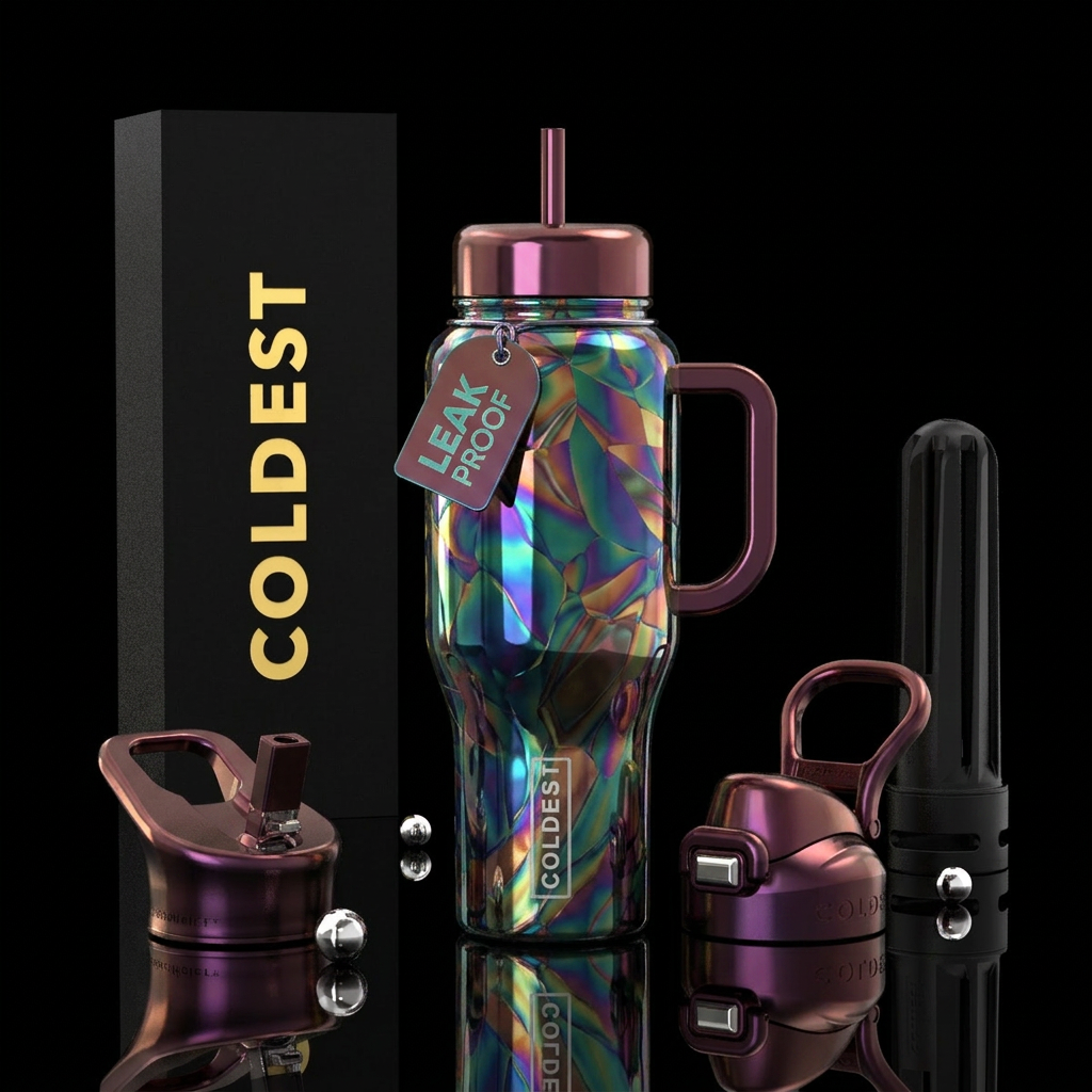 Rare earth metals, glossy water bottle design