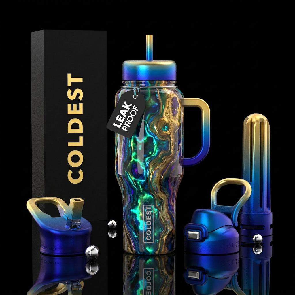 Rare earth metals, glossy,glowie water bottle design