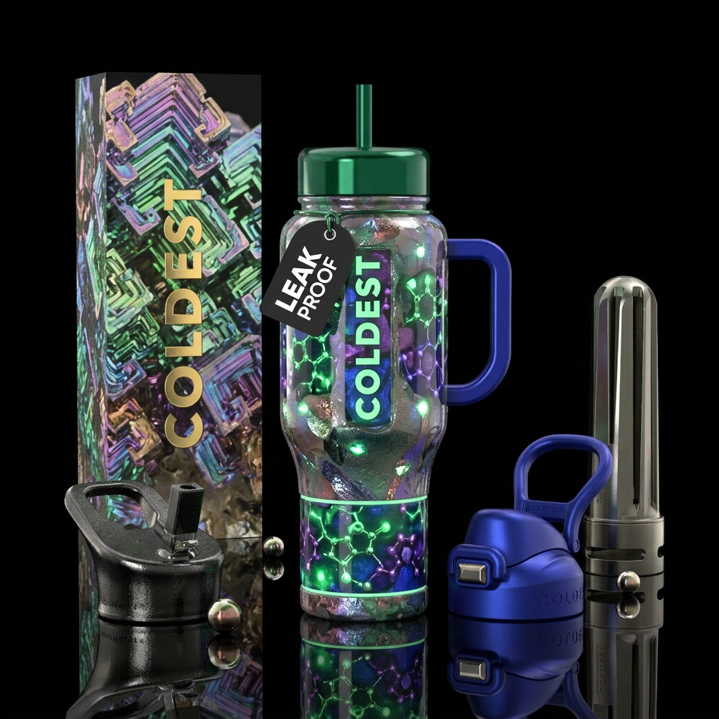 Rare earth metals, glossy,glowie water bottle design