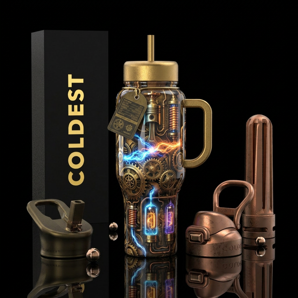, trance,glossy, trompe-l'œil, energetic, dieselpu... water bottle design