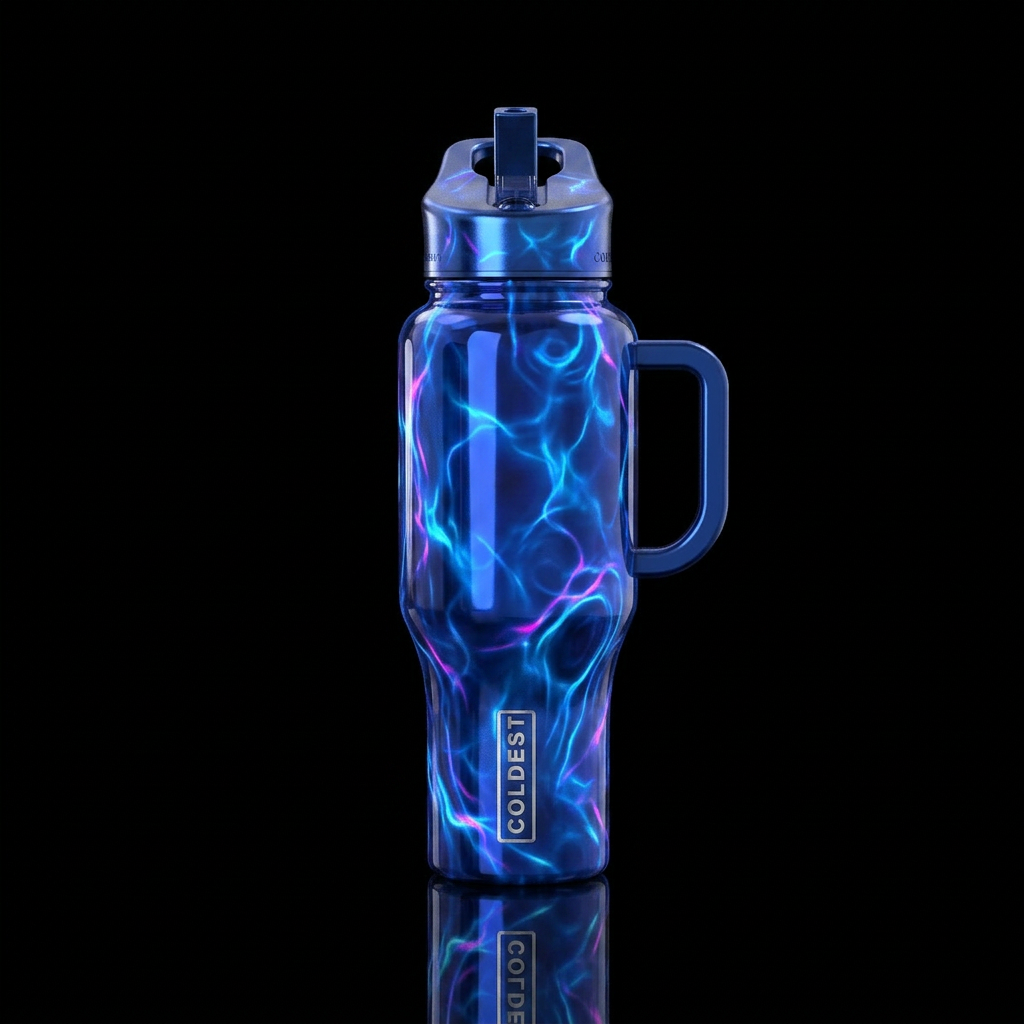 Liquid,  energy, glossy, glowie, trompe-l'œil, uni... water bottle design