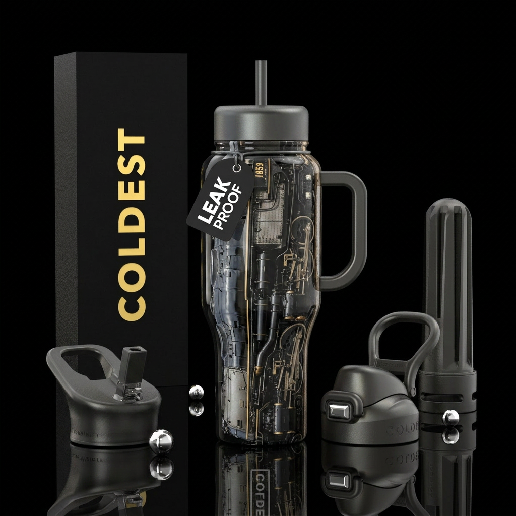 Steam locomotive,big boy, glossy, trompe-l'œil water bottle design