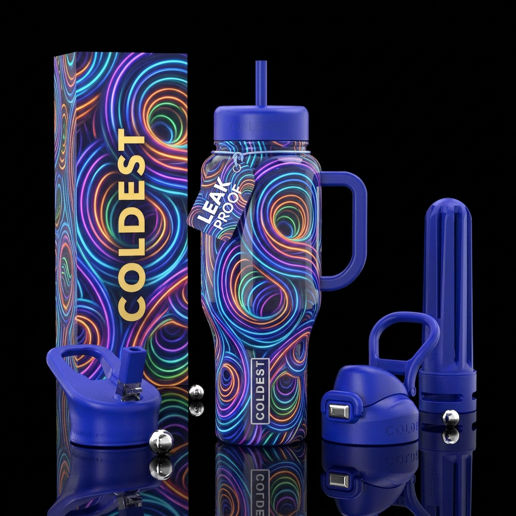 Loopy, glossy, trompe-l'œil,glowie water bottle design
