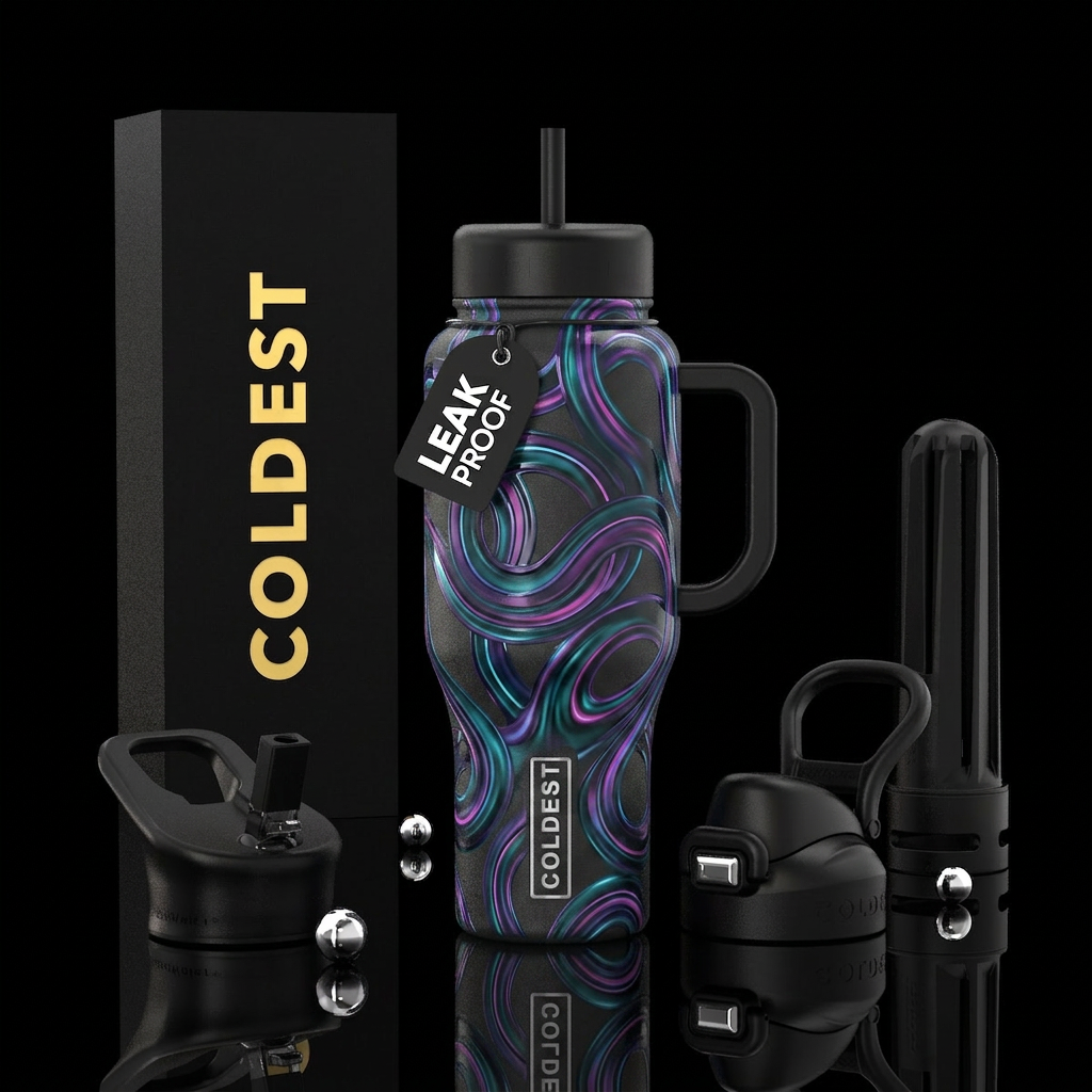 Loopy,alluring, glossy, glowie, savvy, trompe-l'œi... water bottle design