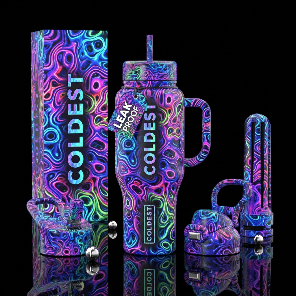 Loopy, crazy,alluring, glossy, glowie, savvy, trom... water bottle design