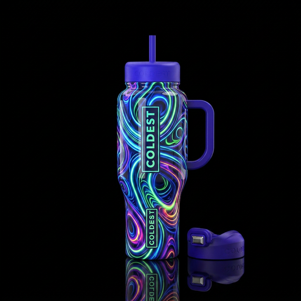 Loopy, crazy,alluring, glossy, glowie, savvy, trom... water bottle design