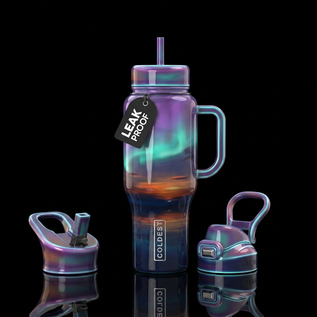 Dusk, glossy, trompe-l'œil, glowie water bottle design