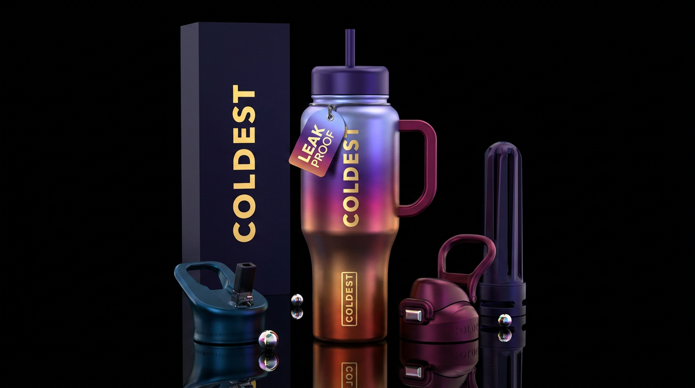 Dusk, glossy, trompe-l'œil, glowie water bottle design