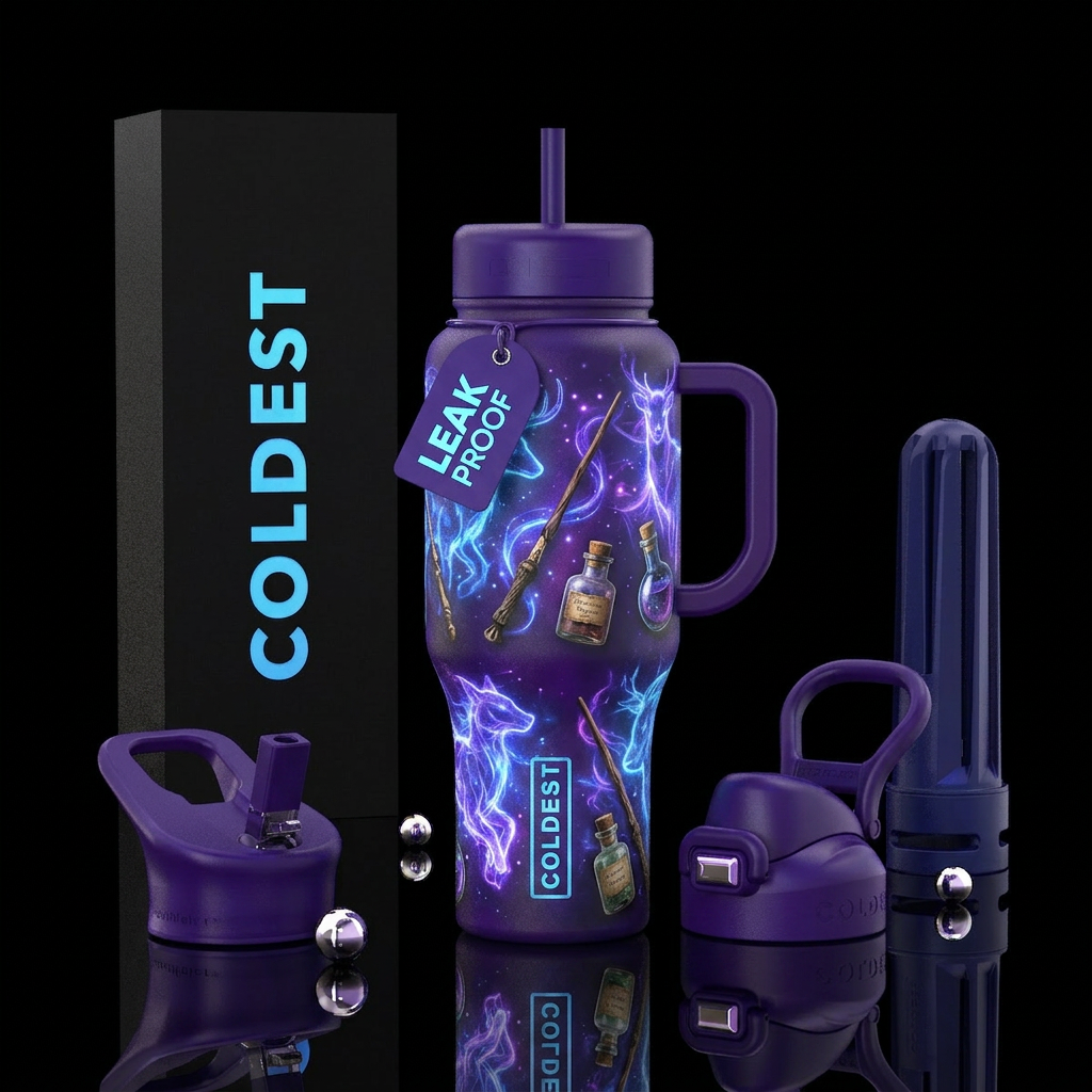 Patronis, glossy, glowie, trompe-l'œil, wand,myste... water bottle design