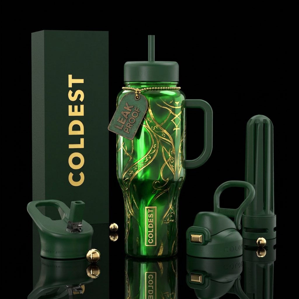 Elpheba green,glossy, flashy, glowie, trompe-l'œil... water bottle design