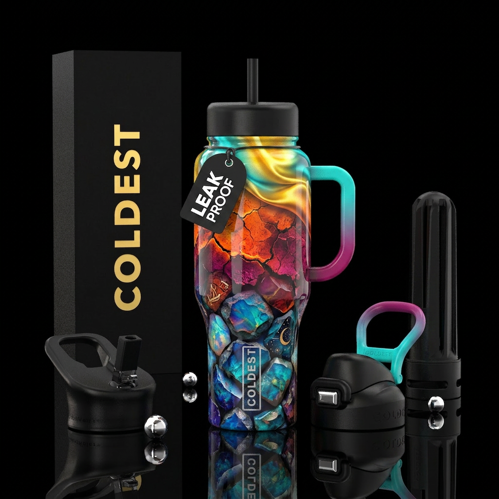 dip dye, adventurous,glossy, trompe-l'œil, edgy, e... water bottle design
