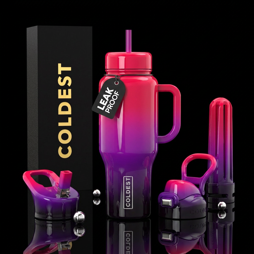 dip dye, adventurous,glossy, trompe-l'œil, edgy, e... water bottle design
