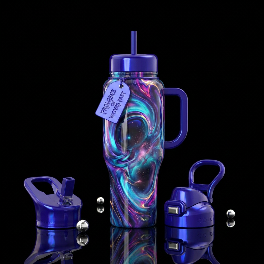 Lost, glossy, trompe-l'œil, fantasy, rebellious, s... water bottle design